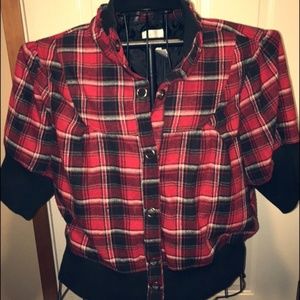 3X Red Tartan Women's Jacket Plaid Cropped Plus